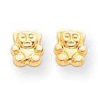 goldia 14k Gold Polished Teddy Bear Screwback Earrings