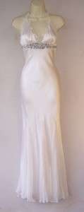 NITELINE White Silk Beaded Long Wedding Gown 2 NWT  