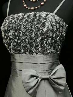   Satin Grey Rose Long Ball Gown Wedding/Evening Dress UK 18 20  