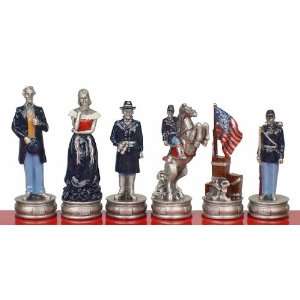 Brass & Pewter Civil War Theme Chess Set  Toys & Games  