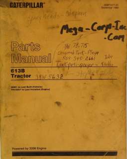 Caterpillar Parts Manual for 613B Tractor  