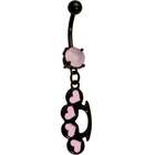Body Candy Pastel Pink Heart Brass Knuckle Belly Ring