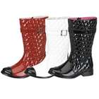 IM Link Black Textured Patent Side Zipper Buckle Little Girls Boots 1