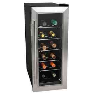  12 Bottle Stainless Steel Slim Fit Thermoelectric Wine Cooler 