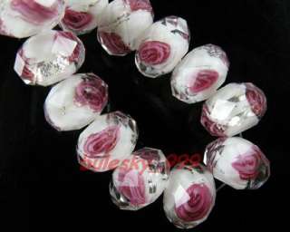 30pcs Faceted Lampwork Glass Flower Bead 12x8mm Clear  