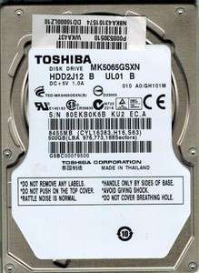 TOSHIBA MK5065GSXN 500GB HDD2J12 B UL01 B THAILAND  