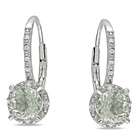    Sterling Silver Green Amethyst and Diamond Accent Earrings