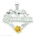 FindingKing Sterling Silver Two Tone Grandma Heart Charm