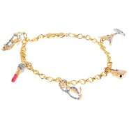   Yellow Gold Diamond Accent Girls Night Out Charm Bracelet 