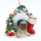   Pug Dog in Holiday House Christmas Ornaments for Personalization 3.75