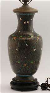 Antique Japanese Cloisonne Vase Lamp w Exquisite Wire Work  