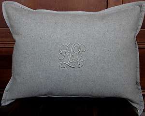 Ralph Lauren SUITE Wool Heathered Grey Mongram Throw Bed Pillow  