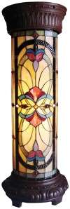   TIFFANY STYLE PEDESTAL FLOOR LAMP STAINED GLASS HT 30  
