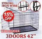 Doors 42 Large Folding Pet Dog Crate Cage Kennel with Divider New