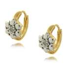  Gold over Silver Diamond Accent Flower Earrings