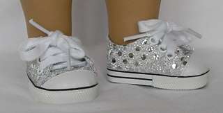 SILVER SEQUIN TENNIS SHOES DOLL CLOTHES FIT 18AMERICAN GIRL  