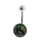ball genuine ed hardy stainless steel belly ring wolf with hat logo in 