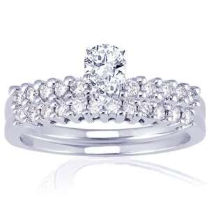  1 Ct Pear Shaped Diamond Wedding Rings Set SI1 COLOR F EGL 