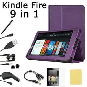 Pandamimi For  Kindle Fire Accessories   PU Purple Leather Case 