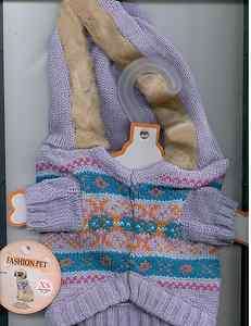 Dog Sweater   Lilac Winter Lodge  Size XSmall fits 8 by Fashion Pet 