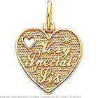 FindingKing 14K Gold Very Special Sis Heart Charm Sister Pendant