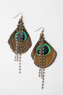 UrbanOutfitters  Peacock Feather and Rhinestone Earring