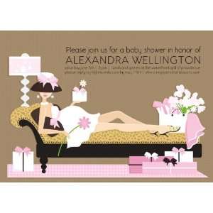  Leopard Chaise Mom   Pink Invitations