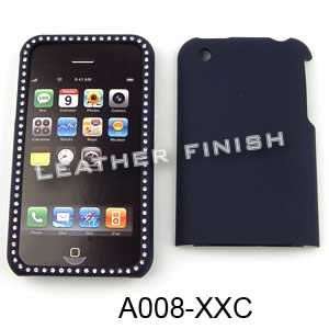  FOR APPLE IPHONE 3G S BLING SNAP ON RUBBERIZED NAVY BLUE 