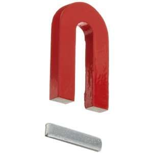 Red Cast Alnico 5 U Shaped Magnet With Keeper, 1 3/16 Wide, 2 Tall 