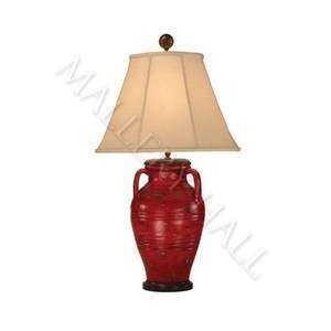 Italian Handle Urn Red Gold Pottery Table Lamp Shade  