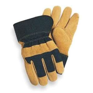  Gloves, Split Cowhide Glove,Leather,Elastic Strap,Blk/Gry 