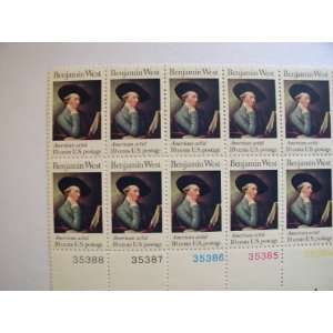 US 1975 Postal Stamps, Benjamin West, American Artist, S# 1553, PB of 