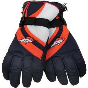  Reebok Denver Broncos Navy Blue Orange Swirl Nylon Gloves 