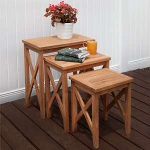  Teak Wood Nesting Tables   Set of Three