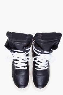 Rick Owens Black Leather Geobasket Sneakers for women  