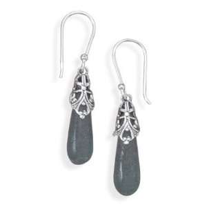  Silver and Ancient Roman Glass Teardrop Style Drop Earrings Jewelry