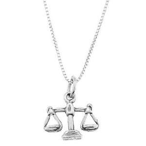   Sterling Silver Double Sided Law Scales of Justice Necklace Jewelry