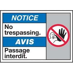  NOTICE NO TRESPASSING (W/GRAPHIC) Sign   10 x 14 Plastic 