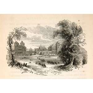  1855 Wood Engraving Castle Vincennes Chateau France Tree 