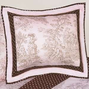  Pink And Brown French Toile With Polka Dots Standard Sham 