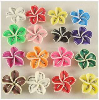20 PCS Mixed Color Fimo Polymer Clay Plumeria Flower Charms Beads 20mm 
