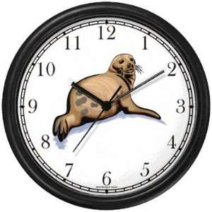  Seal or Sea Lion Animal Wall Clock by WatchBuddy Timepieces (White 