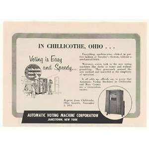  1955 Chillicothe Ohio Automatic Voting Machine Print Ad 