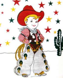1950s Vintage Style Kitchen Towel Little Cowgirl Western FREE 