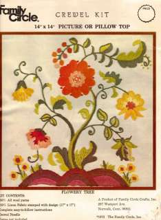 Vintage Family Circle Crewel Embroidery Kit ~ Flower Tree ~ 14 x 14 