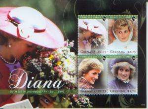 Princess Diana, 50th Birthday, S/S 4, GREN11001  