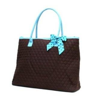  Large Quilted Duffle Bag with Detachable Ribbons   Blue 