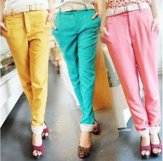 New Candy Color Womens Chiffon Overalls Feet pants trousers Free 