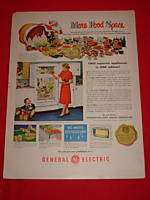 1951 General Electric Refrigerator Santa Vintage Ad  