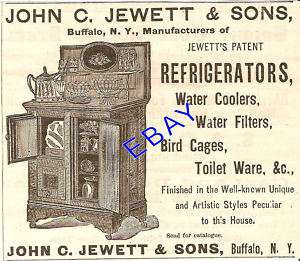 VERY OLD 1883 JEWETT REFRIGERATOR COOLER AD BUFFALO NY  